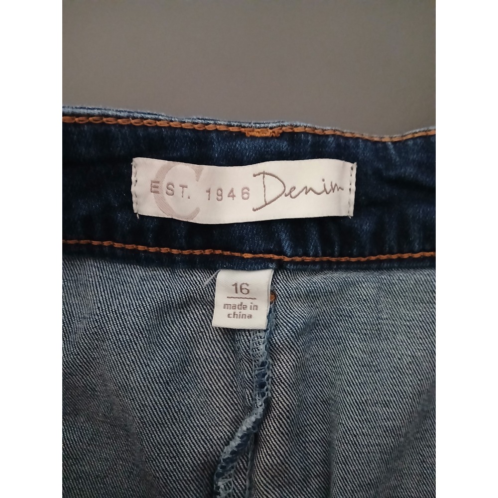 C. Est. 1946 Denim Womens Size 16 Dark Wash Blue Midi Pencil Skirt Seam Modest - Picture 7 of 10